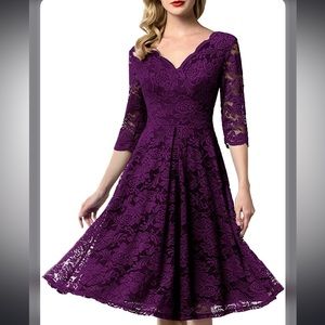 AONOUR Women's Floral Lace Dress 3/4 Sleeve